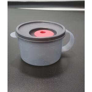 Tupperware 3155 Microwave 16 oz Soup Mug w/Vent Spout Lid 3156 Black & Smoke